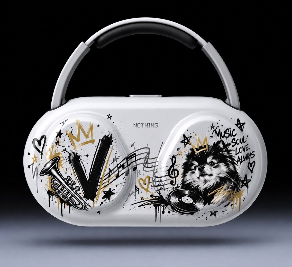 Woogamademedoit's tweet photo. It’s a quiet morning. So I’m experimenting with AI and thinking of ideas on how to decorate the (1) Pro case
First concept.
V for Nothing
#뷔 #taehyung #v #VxNOTHING https://t.co/5InMdPzobc