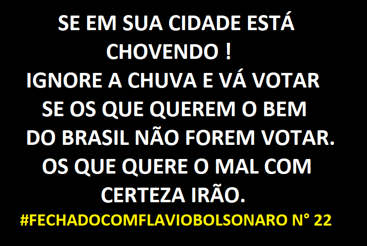 Jesus_The_Best's tweet photo. O Brasil honesto precisa de seu voto, se a gente não for votar, eles irão !
#FechadoComFlavioBolsonaro Nº 22 https://t.co/OKZYgIciWm