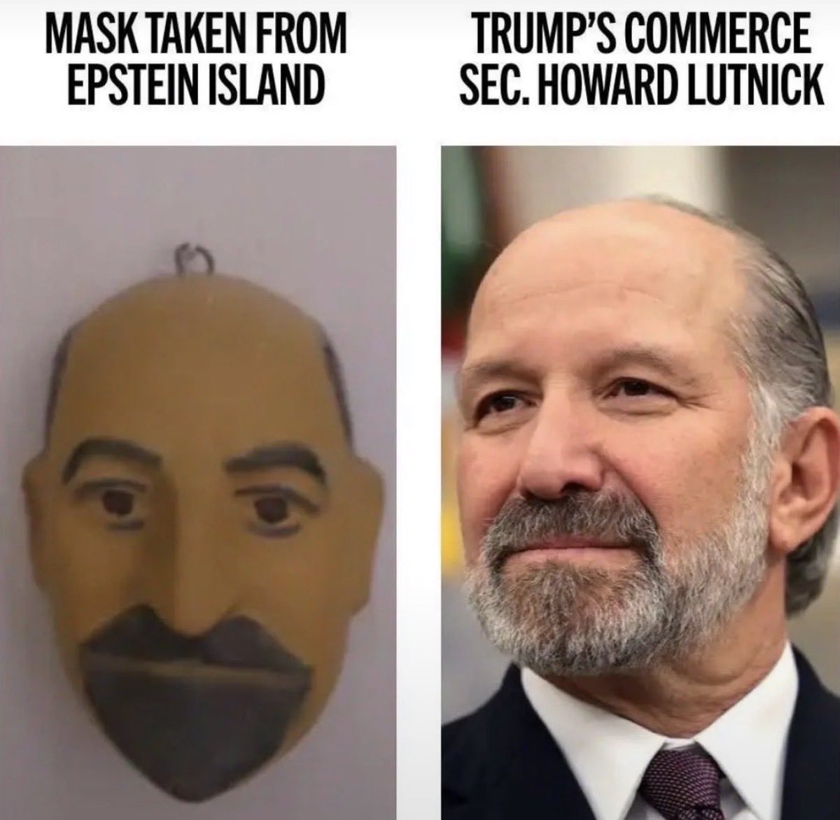 FreeThinkerFit's tweet photo. Former British banker and whistleblower Simon Andriesz, who outed Howard Lutnick’s links to convicted sex offender Jeffrey Epstein, has died by suicide.

Reminder this mask was found on Epstein’s island. https://t.co/a65V13F7Oi