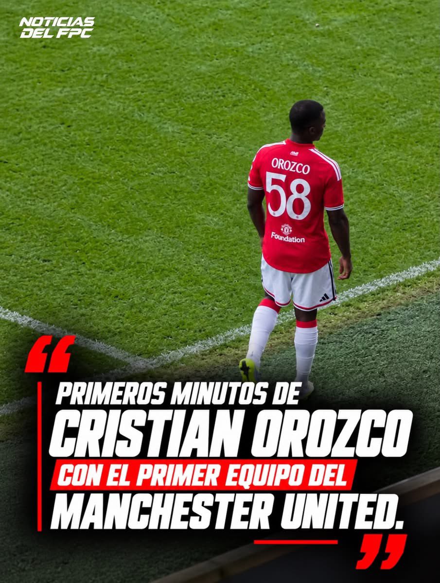 Noticiasdelfpc_'s tweet photo. ¡CRISTIAN OROZCO DEBUTA CON EL PRIMER EQUIPO DEL MANCHESTER UNITED! 🇨🇴🔴

Cristian Orozco sigue dando pasos gigantes en Inglaterra. 🇨🇴⭐

El volante colombiano, con apenas 18 años, tuvo sus primeros minutos con el primer equipo del Manchester United en un amistoso a puerta cerrada ante Lausanne Sport.

El encuentro, dirigido por Michael Carrick, también contó con figuras como Matheus Cunha y Harry Maguire. Según reportes desde Inglaterra, el técnico quedó gratamente impresionado con el rendimiento de Orozco. 👀🔥

Un nuevo paso para una de las jóvenes promesas colombianas que busca abrirse camino en Old Trafford. 🇨🇴🏟️

¿Crees que Cristian Orozco tendrá minutos con el Manchester United esta temporada?