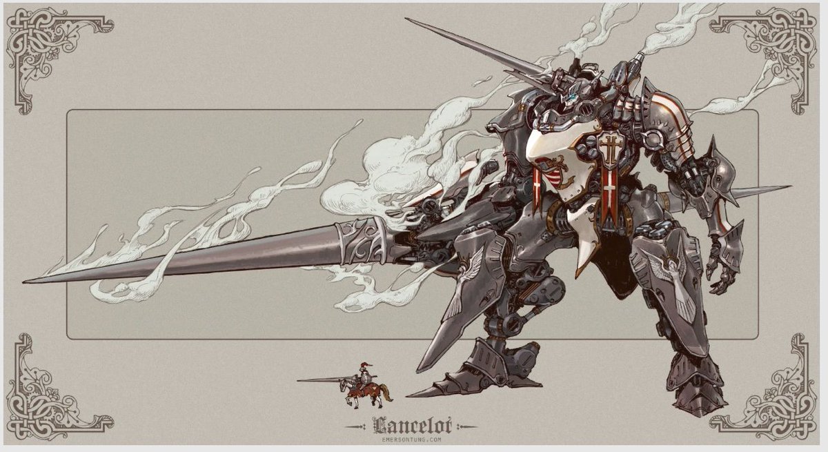Trapalva's tweet photo. @basedbinkie If done right, it can be one of the coolest concepts. Mechs in general are big moving parts covered even even bigger plates of armor (ex: Pacific Rim). Or looking at Emerson Tungs concept art from his Steam Knights: https://t.co/eILiMCBxYe