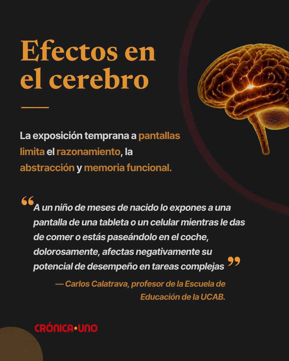 CronicaUno's tweet photo. 📚 #Educación | Siete de cada diez estudiantes venezolanos no logran comprender lo que leen ni formular opiniones críticas sobre un texto, revela el informe Secel de la @ucab.

La sobreexposición a pantallas sin supervisión agrava la crisis de aprendizaje.

Especialistas advierten que dedicar más de tres horas diarias a contenidos digitales afecta la concentración, el vocabulario y el pensamiento crítico desde la infancia.

✍️ Por Betania Franquis
📌 Lee el reporte completo en @cronicauno:
https://t.co/8hQSAD6N5x

#LosHechosComoSon #Educación #Venezuela #UCAB