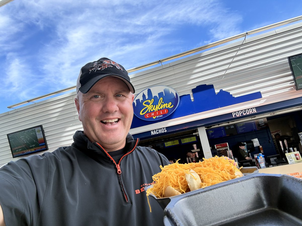 MoEgger's tweet photo. There is NOTHING better than getting a @Skyline_Chili fix at a @Bengals game!

#WhoDey. 
#Skylinepartner https://t.co/3JbxheydXw
