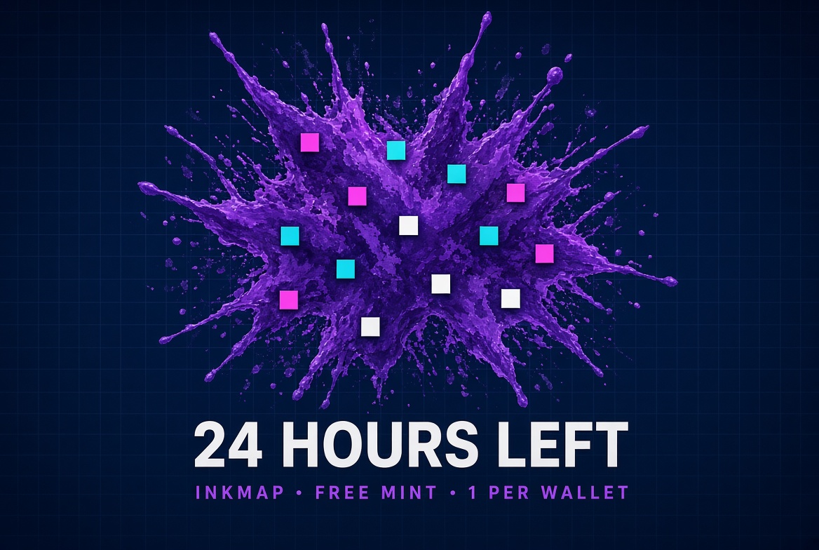 Inkmapdotfun's tweet photo. 24 hours left.

Inkmap free mint on @inkonchain Supply: 3,333 
Max: 1 per wallet Gas only.

Mint: https://t.co/440PN0Q9TY #Ink #InkChain https://t.co/fNAjSbyfxz