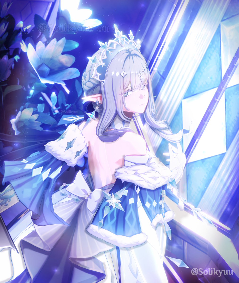 Solikyuu's tweet photo. Her Majesty, Anastasya Feodorovna Snezhnaya ❄️🩵👑

#GenshinImpact #Tsaritsa https://t.co/HdRYxH1hd1