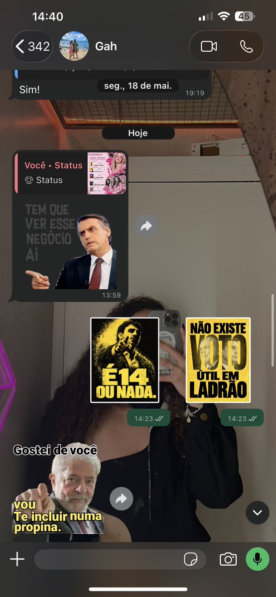_yoh13's tweet photo. Meu irmão, desde 18 de Maio sem falar comigo, teve a pachorra de vir me pedir pra votar em Flávio no segundo turno. É 14 ou nada, filho! https://t.co/8xsU8EdotI