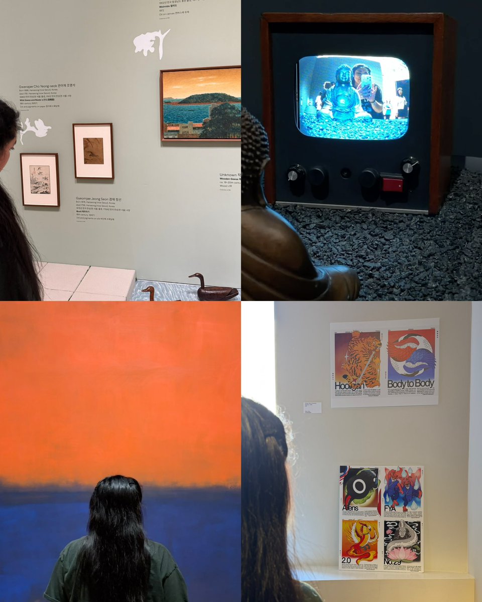 studioagust's tweet photo. the concept of an artist admiring artwork in her favorite artists’ art exhibition before seeing her own artwork that was inspired by that same artist on display in the same city. what. the. heck! https://t.co/gDoi2LKpEA