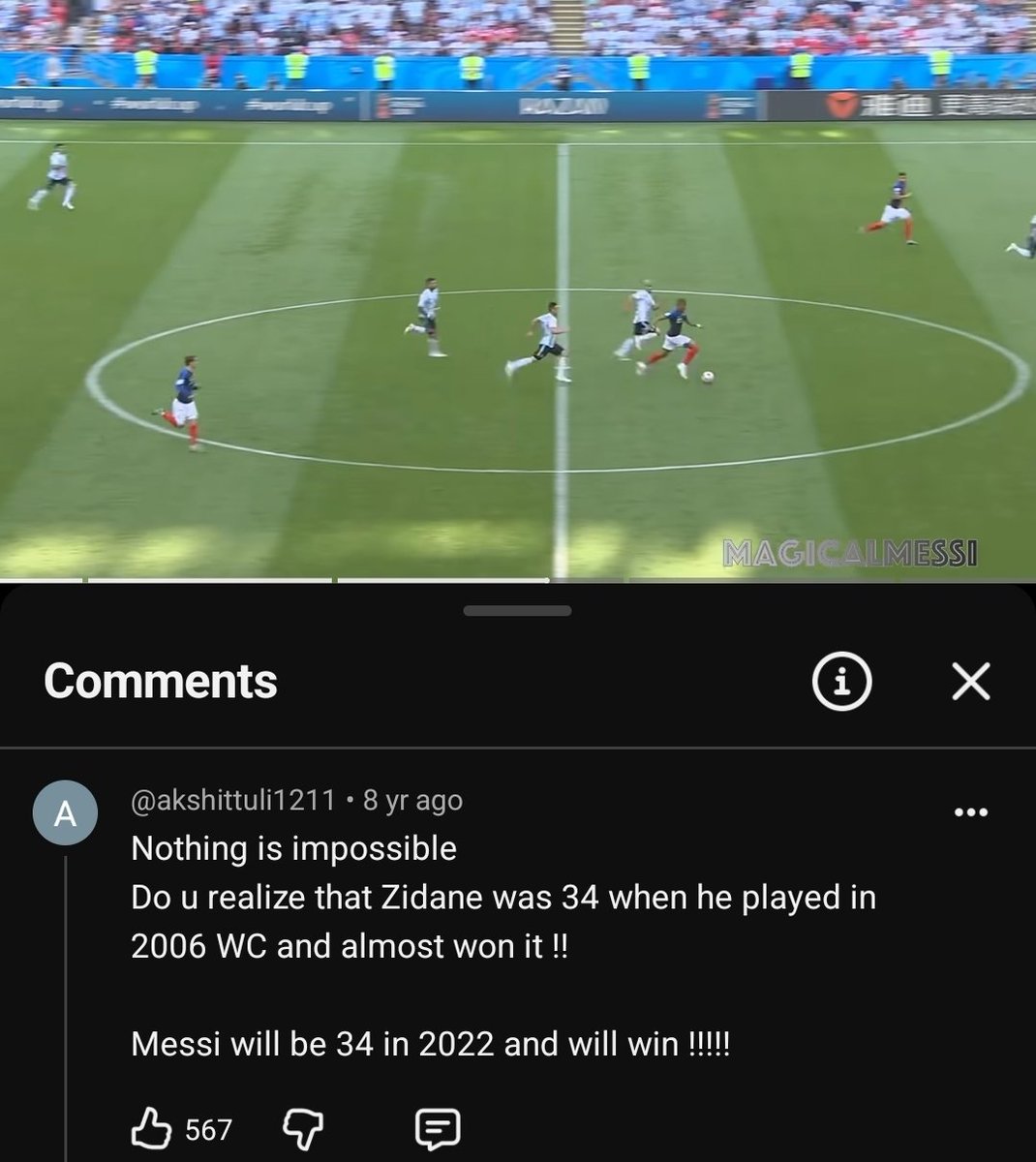 BigFrman's tweet photo. 8 years ago, this person was sure Messi would win the World Cup. I just saw this comment on YouTube. https://t.co/ijmhBRCXW3