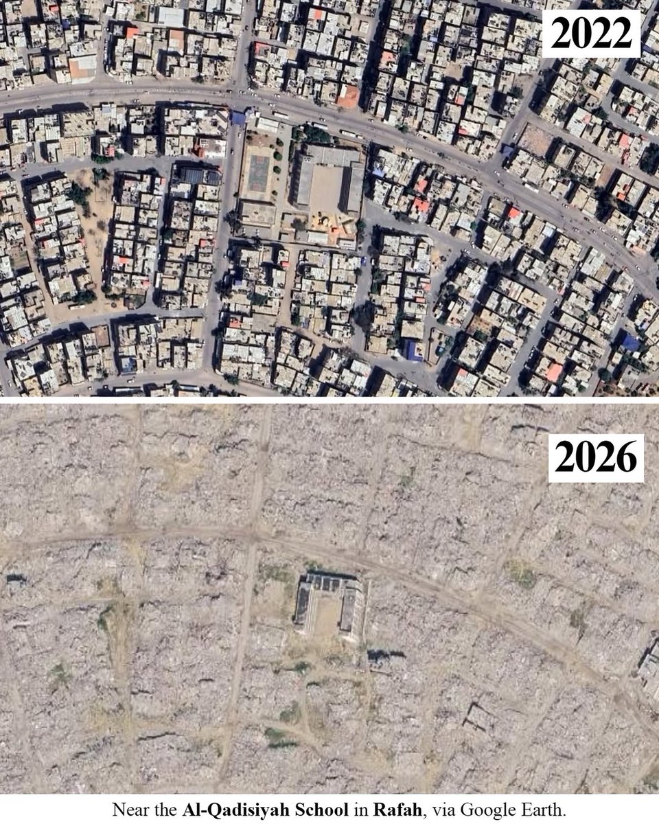 trthaber's tweet photo. ABD’li oyuncu Angelina Jolie, katil İsrail’in yerle bir ettiği Gazze’deki yıkımı paylaştı:

📌“Google Earth, fiziksel yıkımı sıra dışı açıklıkla ortaya koyuyor. Ancak öldürülen ailelere ne olduğunu ve yaşayanlar için hayatın nasıl olduğunu gösteremiyor.”

https://t.co/KTuM2RfwP6 https://t.co/IZm6qNGVWU