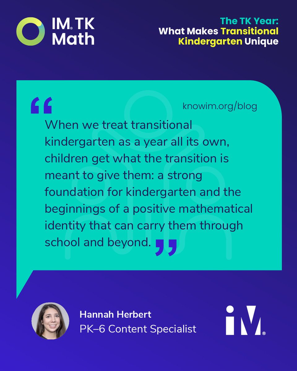 IllustrateMath's tweet photo. Transitional kindergarten isn’t an early start on kindergarten standards or a year to accelerate learning. It’s the year children learn how to learn.

Read what that looks like in our new blog series, The TK Year: https://t.co/p0jzoEvxUJ 

#LearnWithIM #IMBlog https://t.co/2Rd0IiqcWb