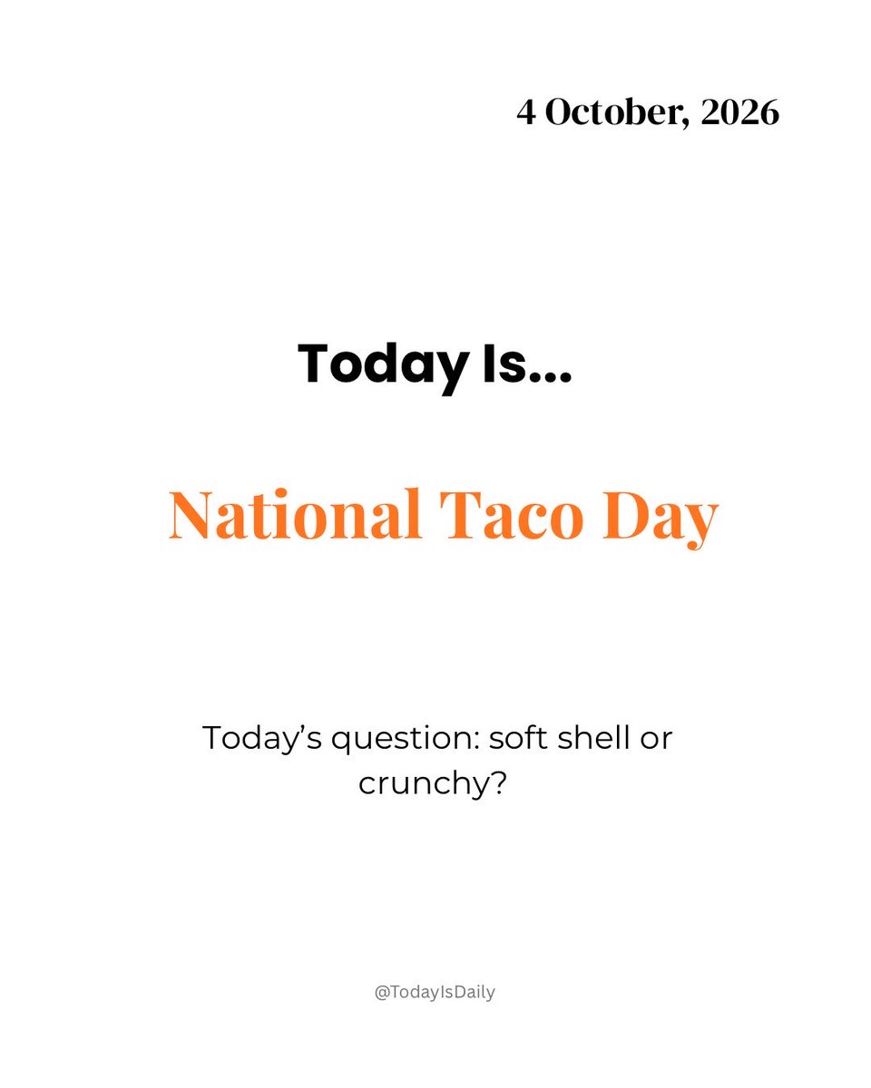 TodayIsDaily_'s tweet photo. It’s National Taco Day! Soft shell, crunchy shell, chicken, beef, veggie… just make sure there’s enough for everyone! 😂
@TacoBell @ChipotleTweets @eater @FoodNetwork @Tasty
#NationalTacoDay #Tacos #TacoTuesday #Foodie #MexicanFood #FoodLovers #TacoLover #FoodTok #Yum #TacosEverywhere