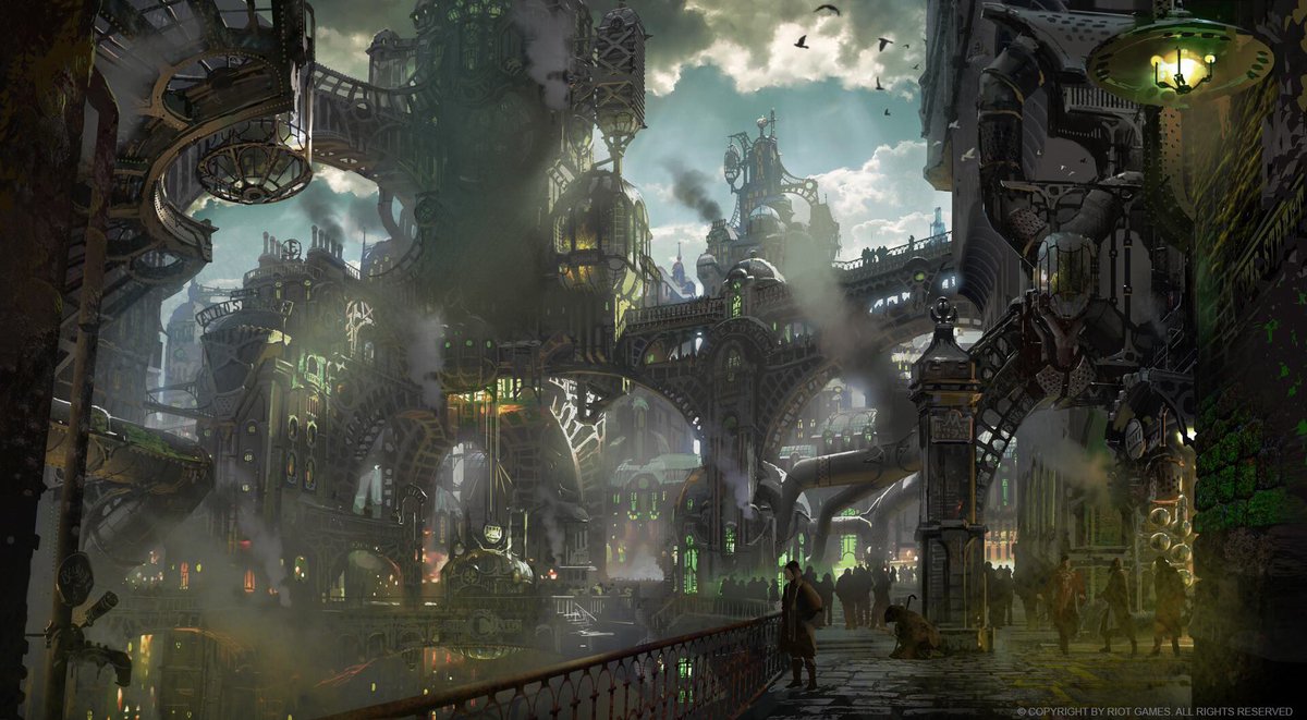 alleycatblues's tweet photo. zaun reference art 💫  i just love the detail the deeper it goes https://t.co/WpoCix2jXm