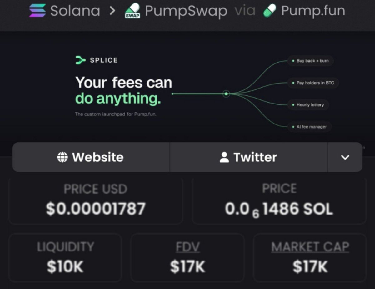 21Huncho_sol's tweet photo. 💎 Aped $SPLICE at $17k mcap → currently $966k mcap in my alpha TG
That’s a solid 56.8x gain 🚀🚀
📩 DM if you want to join my alpha TG 🔥📉
⛓️ #Solana #memecoin #CryptoTrading https://t.co/6K58gzj77O