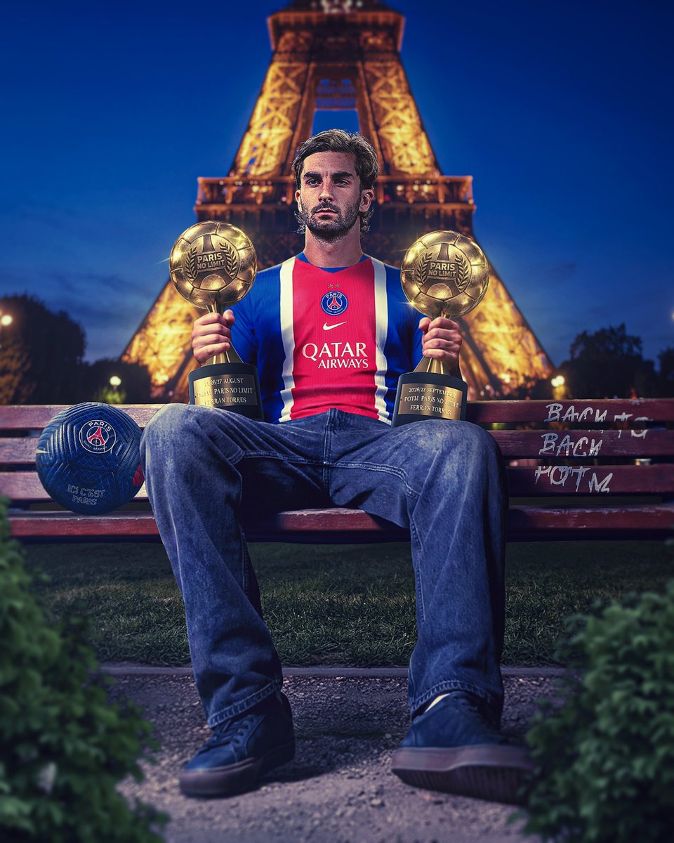 Xparisnolimit's tweet photo. ❤️💙👑🇪🇸 @FerranTorres20 est élu Joueur ParisNoLimit du mois d’août et septembre 2026 !  🦈⚽⚽⚽⚽⚽⚽⚽ https://t.co/QIaviqdSQR