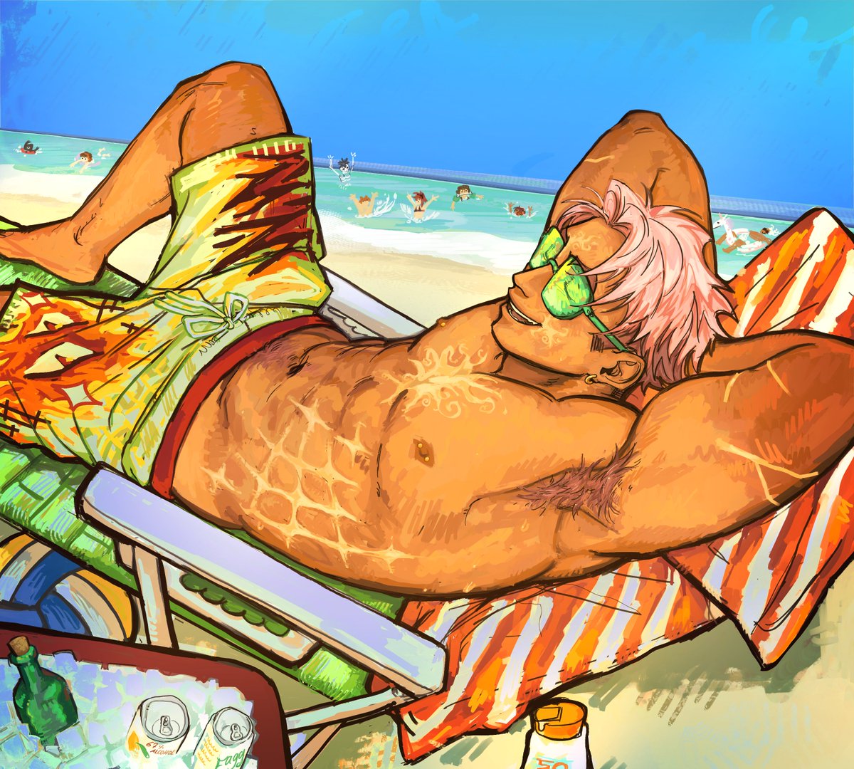 ORANGEFAGG's tweet photo. paaraaa emoción recién empieza la primavera🤦🤦 #itadoriyuuji #jjk beach modulo yuji for those who celebrate 1/2 ig 🦐🔥 https://t.co/2rz3vVzOnK