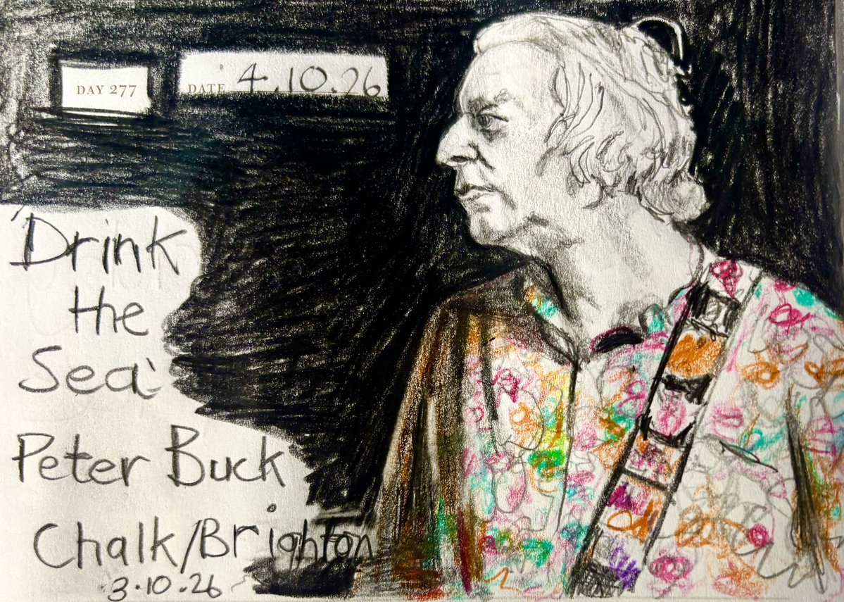 Venster67's tweet photo. One Sketch A Day 4.10.26
‘Drink the Sea’
Peter Buck
Chalk / Brighton
3.10.26
#drinkthesea #peterbuck #chalkbrighton #onesketchaday #visualjournal https://t.co/gUHoBUDJje