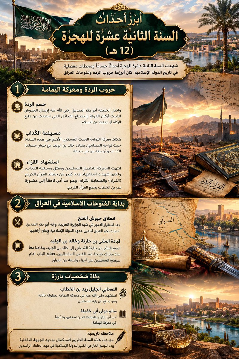 Abu__Sulaiman's tweet photo. من تمهيد السنوات (12-14 هـ) إلى ذروة المجد في السنة 15 هـ؛ حيث حُسمت اليرموك، فُتِح بيت المقدس، وبُنِيت الكوفة رغم ألم طاعون عمواس!  
​رحلة عظيمة غيّرت وجه التاريخ. ⚔️🕌
​#التاريخ_الإسلامي #عمر_بن_الخطاب https://t.co/ZbQGHSc2Qe