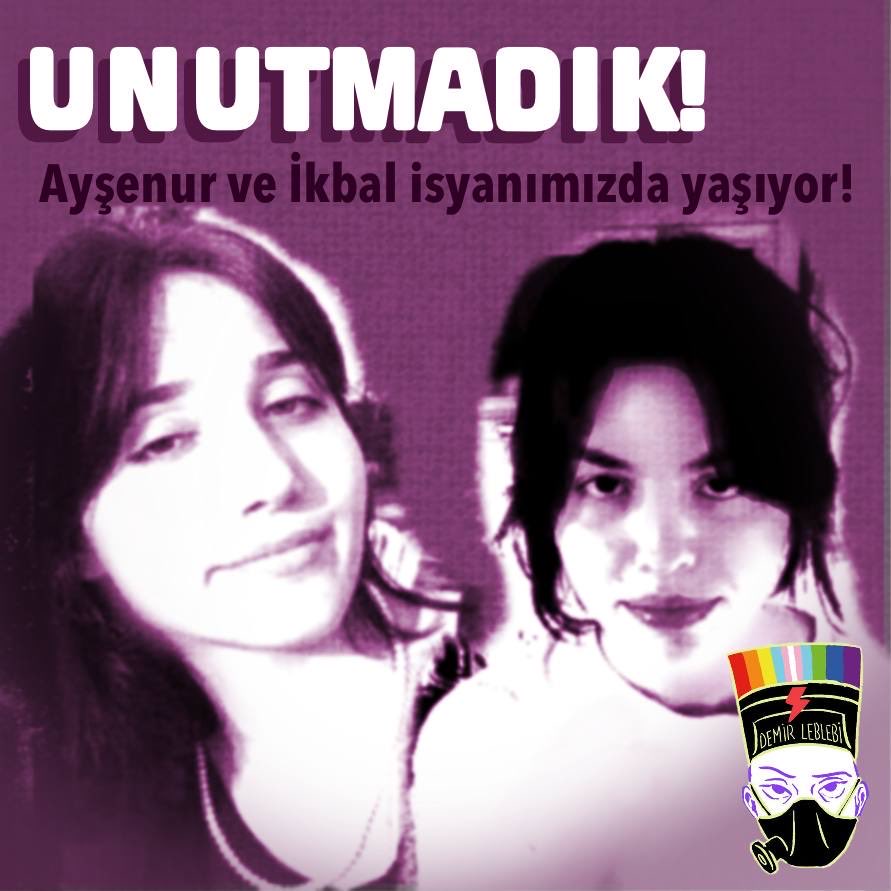 DemirLeblebj's tweet photo. İkbal Uzuner ve Ayşenur Halil, bundan 2 yıl önce Semih Çelik tarafından katledildi. 

Eril şiddetle hayattan koparılan bütün kadınların hesabını soracağız!

Katledilen kadınlar isyanımızdır! https://t.co/G7muDTiL3n