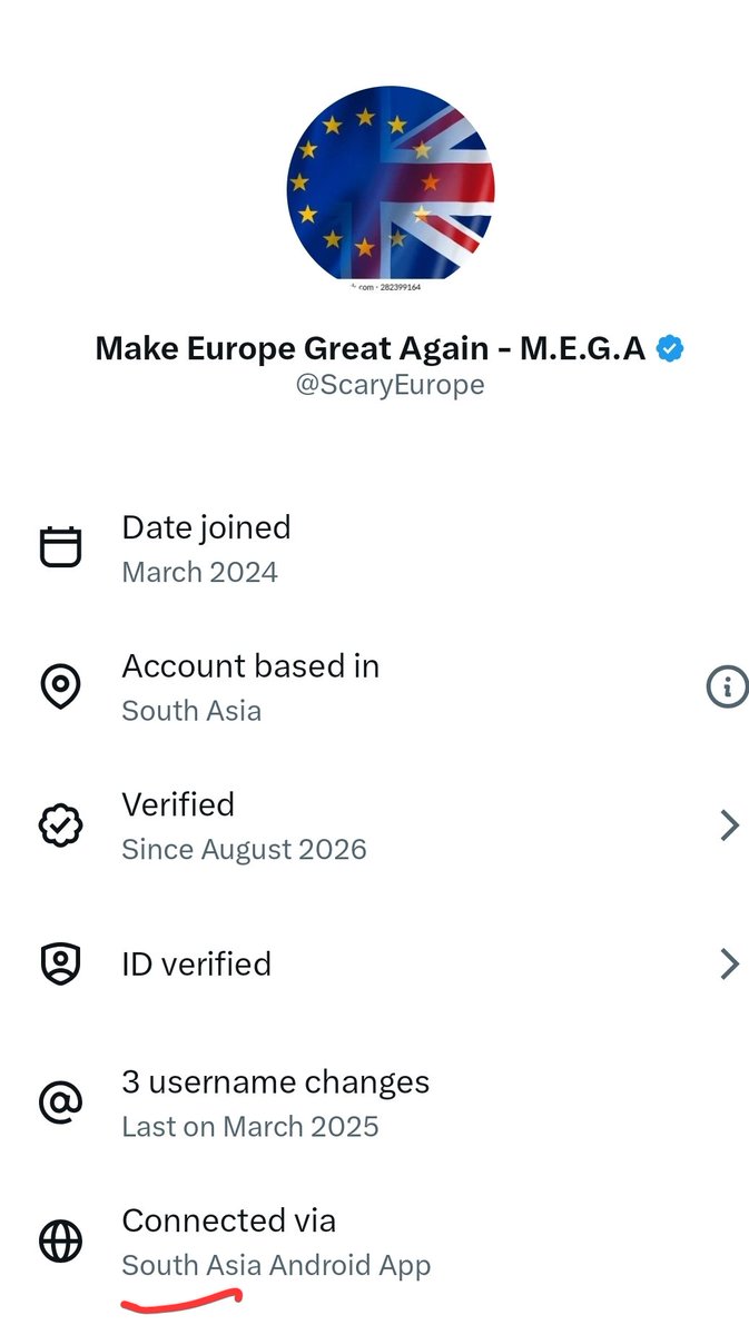 I_amMukhtar's tweet photo. This account, which wants to “Make Europe Great Again,” has 50k followers and is obsessed with UK politics, yet it’s run by an Indian uncle living in India. https://t.co/ALC5Js2dxG