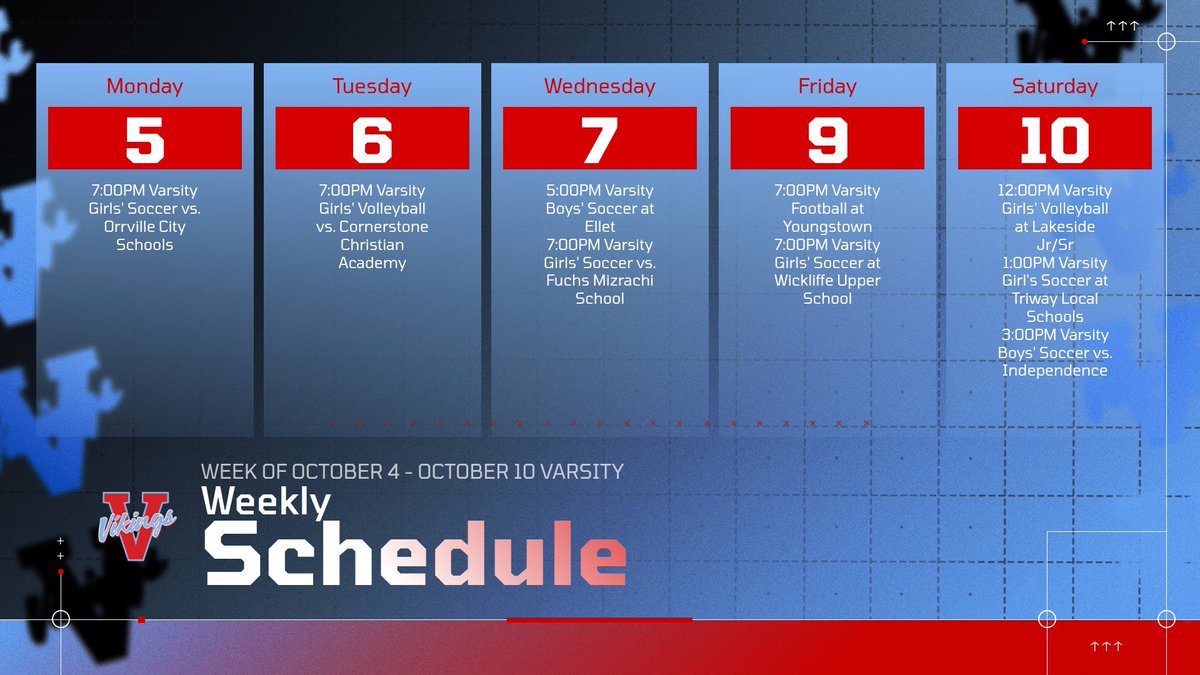VASJVikingsAD's tweet photo. The week ahead for Vikings Athletics #GoVikings https://t.co/mvnqNMxo1t