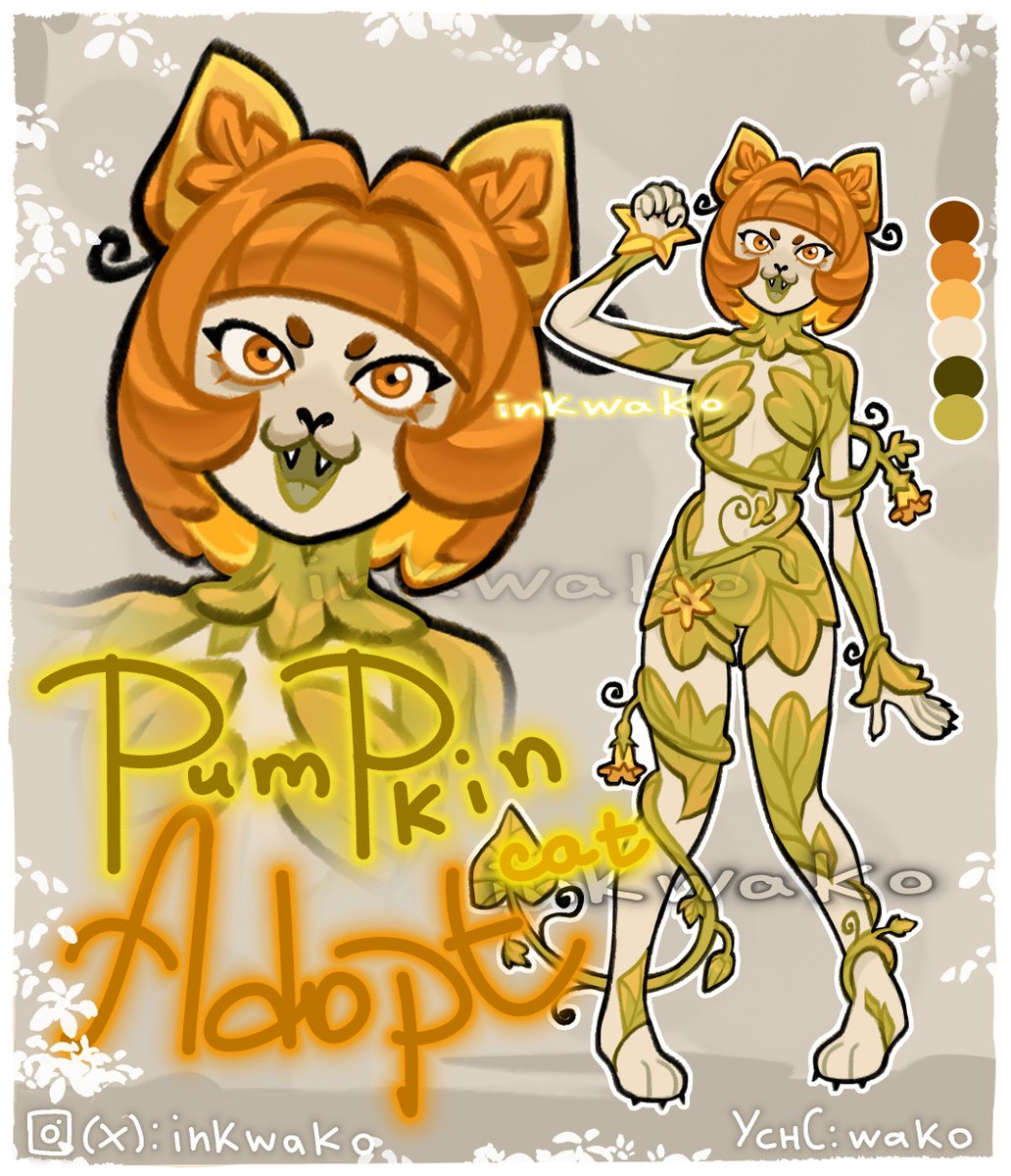 inkwako's tweet photo. Pumpkin cat!! | Furry adoptable  
info below 
#adopt #adoptable #auction #furry https://t.co/4W4ieSndpG