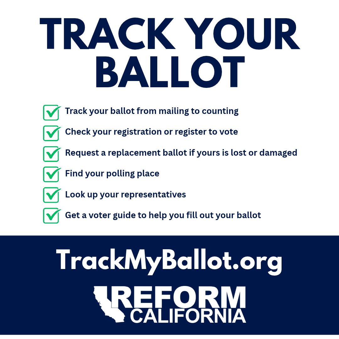 carldemaio's tweet photo. PLEASE VOTE EARLY!

Your ballot should arrive within the next 72-96 hours! Once you get it, here's what to do:

Check out the Reform California "Plain English" Voter Guide - covers all races and measures on your ballot
Mail or drop your ballot THIS WEEK.

Verify your ballot is counted on the website.

https://t.co/yItyk879sg
