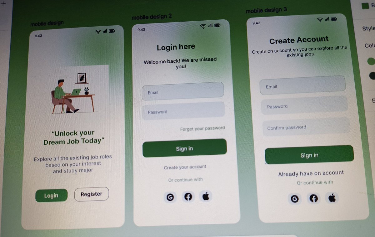 RimshaUrooj77's tweet photo. Designed a job-finding app's onboarding screens 💼 Thoughts?
#UIDesign #MobileApp #Figma https://t.co/ZdV9mnyndJ