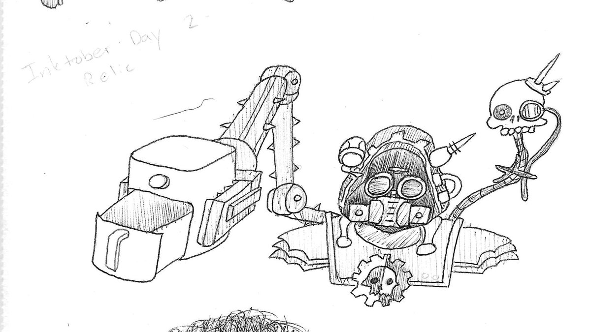 rascallyboss's tweet photo. Knew I was forgetting something, and that was regular Inktober Days 2 and 3, Relic and Miniature https://t.co/ThxzMeaOFF