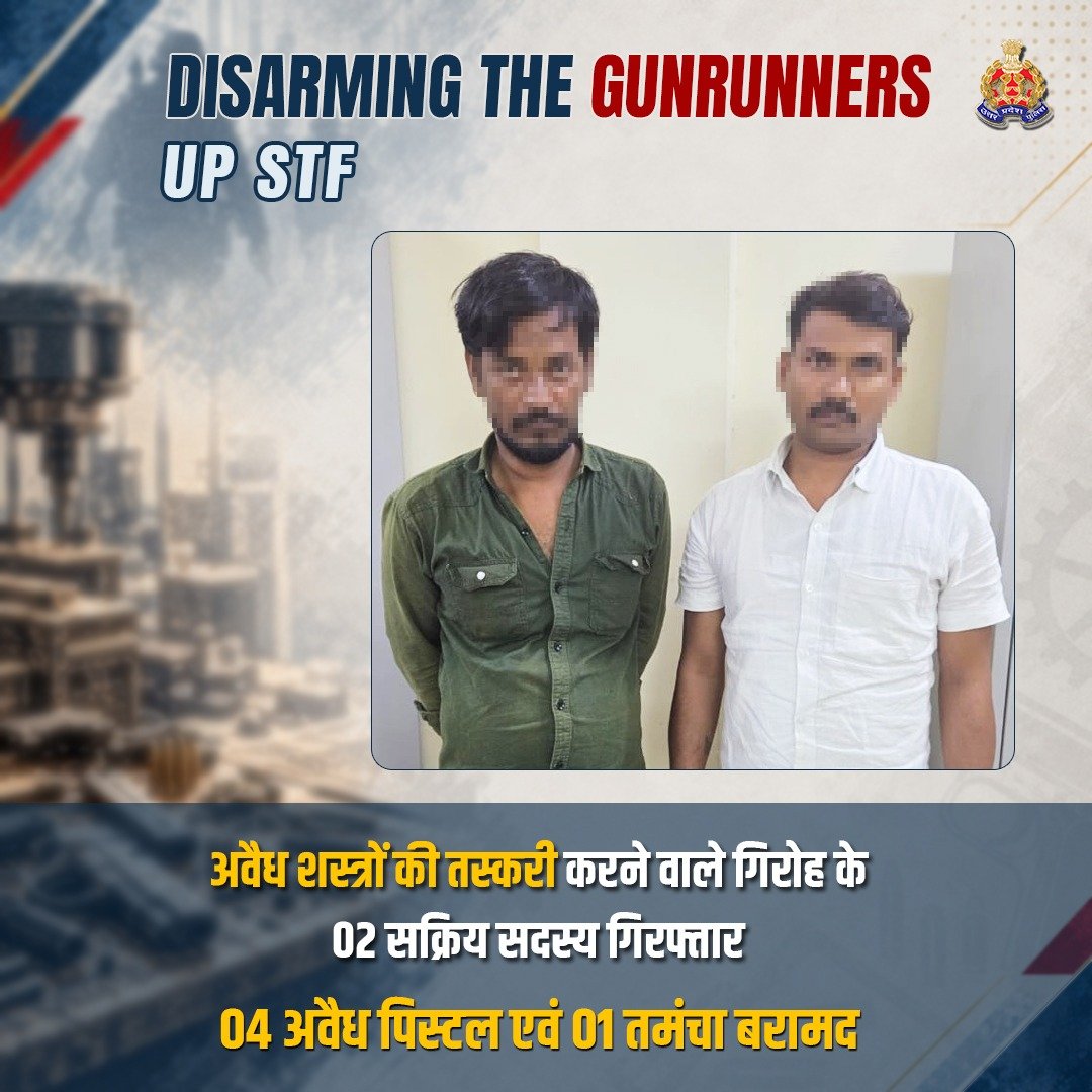 Uppolice's tweet photo. अपराध के प्रति जीरो टॉलरेंस—

अन्तर्राज्यीय स्तर पर अवैध शस्त्रों की तस्करी करने वाले गिरोह के 02 सक्रिय सदस्यों को @uppstf द्वारा लखनऊ से गिरफ्तार करते हुए उनके कब्जे से 05 अवैध शस्त्र बरामद किए गए हैं।

अभियुक्तगण द्वारा बिहार एवं मध्य प्रदेश से ₹30–40 हजार में अवैध असलहे खरीदकर उत्तर प्रदेश के विभिन्न जनपदों में ₹80 हजार से ₹01 लाख तक में बेचकर अवैध आर्थिक लाभ अर्जित किया जाता था। अभियुक्तगण द्वारा संगठित रूप से अवैध शस्त्रों की तस्करी कर उनकी सप्लाई की जाती थी।

#UPPAgainstCrime 
#GoodWorkSTF