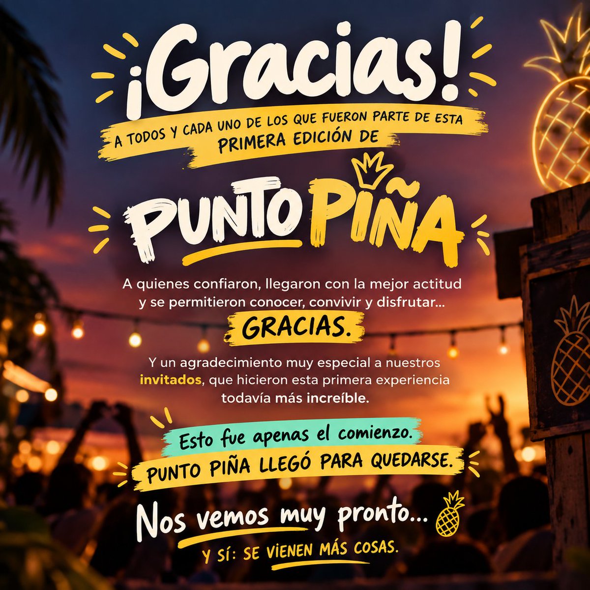 puntopina's tweet photo. A quienes confiaron, llegaron con la mejor actitud y se permitieron conocer, convivir y disfrutar… GRACIAS.

Y un agradecimiento muy especial a nuestros invitados, que hicieron esta primera experiencia todavía más increíble.

Esto fue apenas el comienzo.

Nos vemos muy pronto… https://t.co/dKgemrvHXD