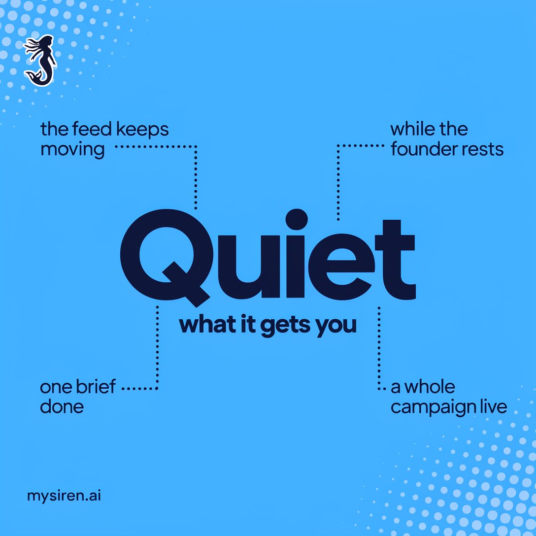 mysirenai's tweet photo. Laptop shut. Mascot asleep. The feed still moved today.

That's the whole pitch on the still: you run the business, Siren runs the marketing. https://t.co/DrxJeJLaeT