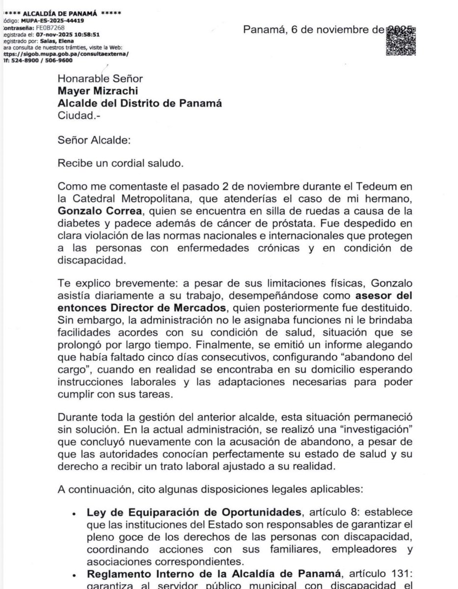 Mayer's tweet photo. Por respeto he guardado silencio ante la expresa animosidad de Mayin en mi contra. La realidad es que bote a su hermano por botella y no acepte su reintegro por sin vergüenza. El 6 de Noviembre de 2025 ella me envío una nota, siendo Gobernadora y mi superior, pidiendo el reintegro de su hermano quien ella contrató cuando era alcaldesa (junto a su hermana).

La causal era muy simple: el sr de 84 años no venía a trabajar DESDE PANDEMIA, no hacía caso a su superior y cobraba sus $1,500 más subsidios y jubilaciones— como miles que sacamos por lo mismo. Con tantos jovenes que buscan una oportunidad de empleo esto es un irrespeto. Solo apareció cuando le pagamos su ultimo salario en cheque, donde aprovechamos para notificarlo de su abandono del puesto.

Nada de esto debilita la admiración y respeto que le tengo a la sra Mayin a lo largo de su carrera, pero ella sabia todo esto y aun así pidió por el. Desde entonces ha utilizado su cargo, su voz y sus intereses para desacreditarme y atacarme con mentiras e inventos que dicen mas de ella que de mi.