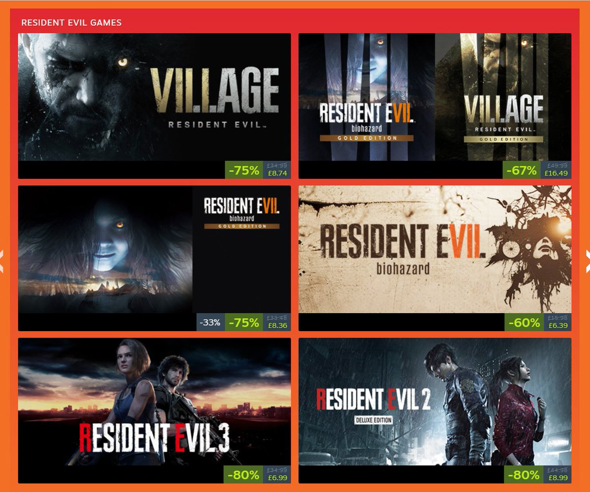 sehaniine's tweet photo. you can get all of the resident evil games on steam right now for absolutely ridiculous prices btw https://t.co/wEjBOITu1Z