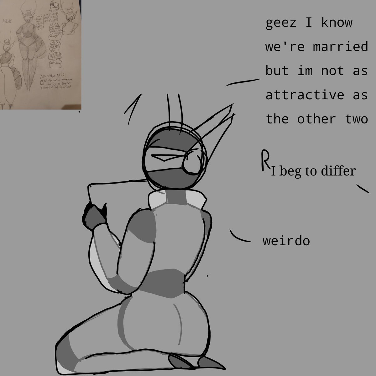 Rewind_Starling's tweet photo. Asheley having a small convo with her husband (this was mostly pose practice lol) https://t.co/5xhzSPmhDe