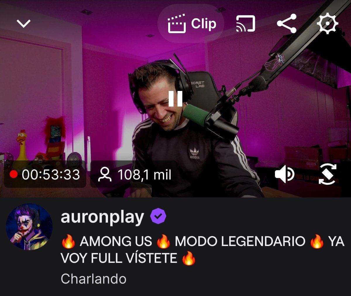 Grassitastic's tweet photo. 100k viewers solo haciendo just chatting, welcome back 🚬 https://t.co/CBSnDpd6zW