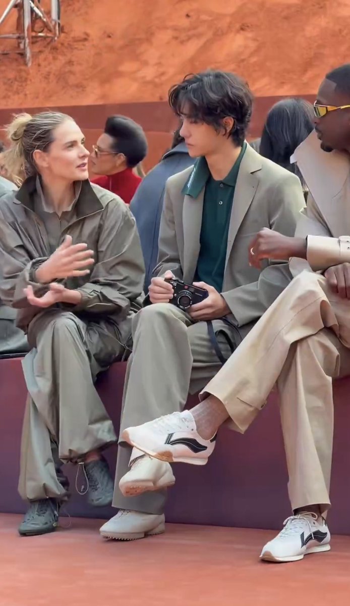 matchayibo's tweet photo. Wang Yibo with David Jonsson the other day and Rebecca Ferguson today. I love PFW. https://t.co/CqKxOPAIVM