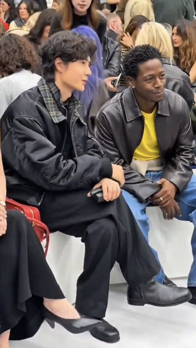 matchayibo's tweet photo. Wang Yibo with David Jonsson the other day and Rebecca Ferguson today. I love PFW. https://t.co/CqKxOPAIVM