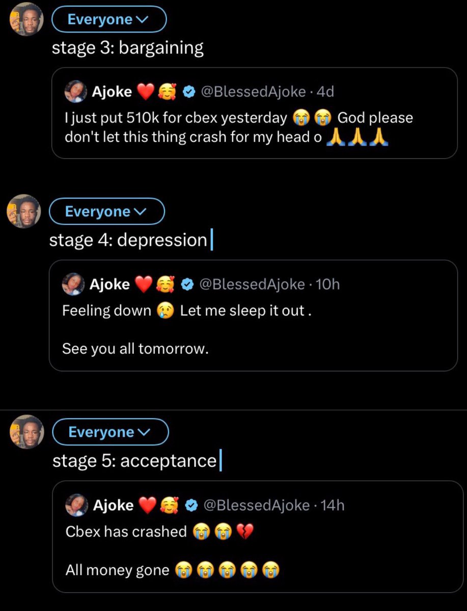 tripplset's tweet photo. she experienced all the stages of grief 😂😂 https://t.co/4cR2wqOuBk