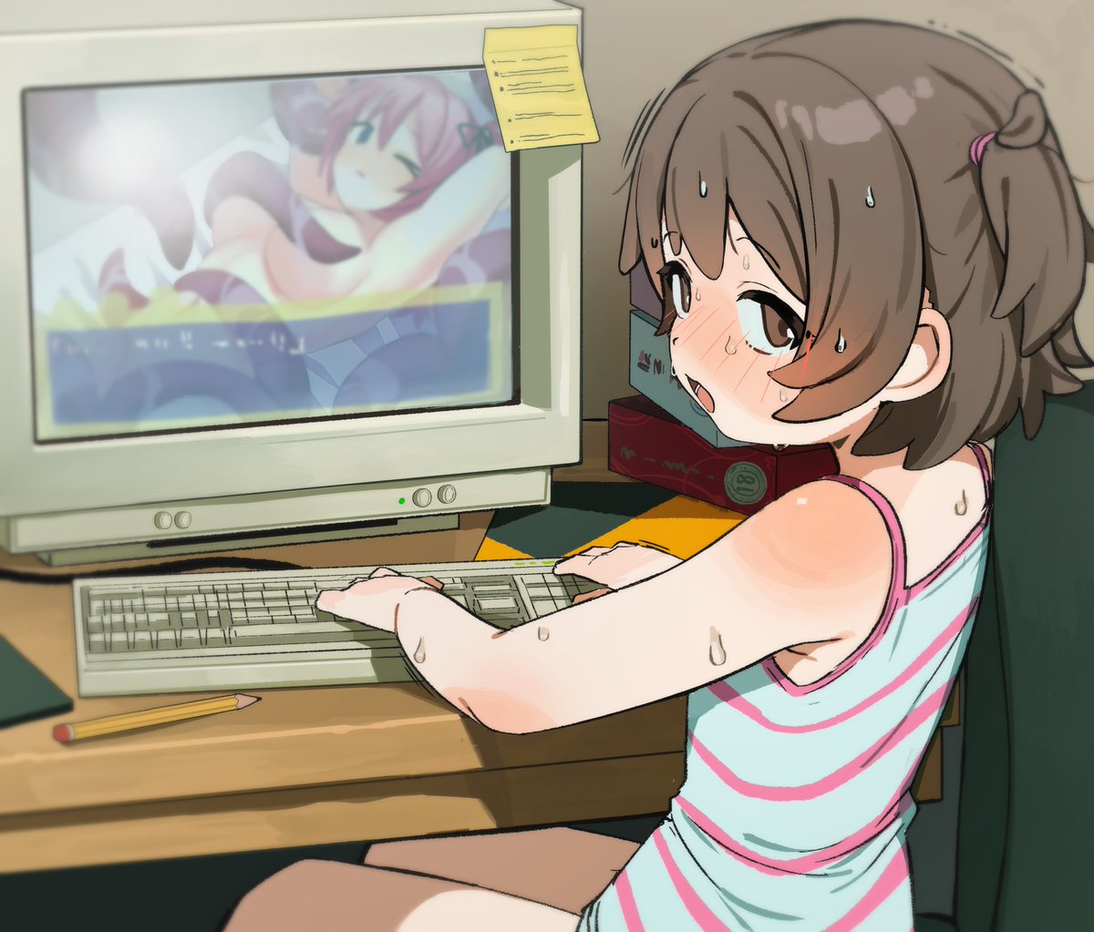 ikrmokatan's tweet photo. エロゲやるときは戸締まりをしっかりと♪ https://t.co/vJhVaYBLOE