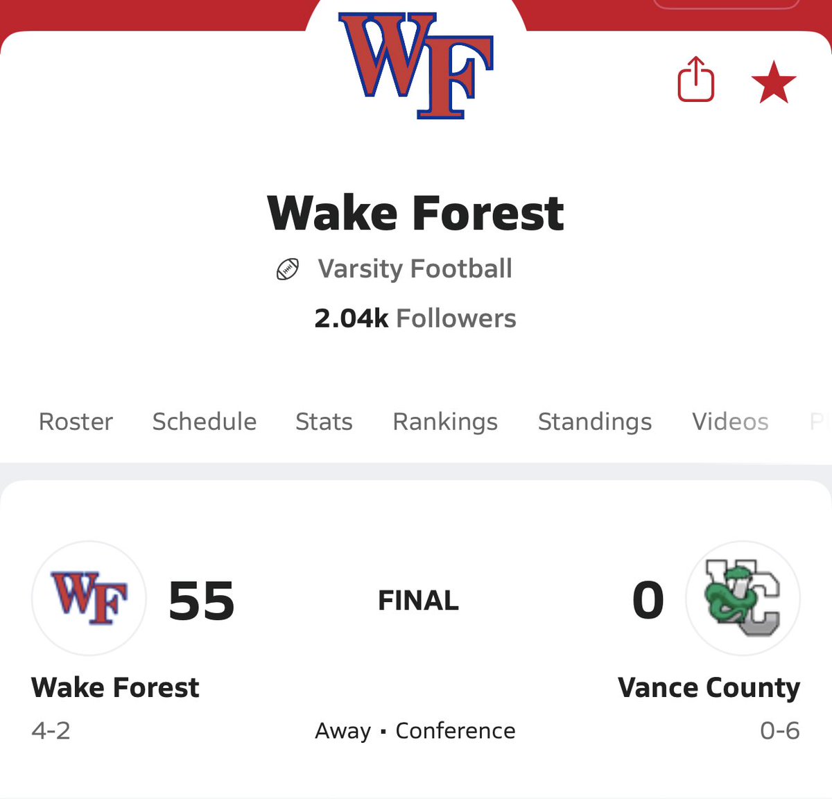 JadenHarts07's tweet photo. Game on Friday night against Vance County. Wake Forest 55 vs Vance 0

Three touchdowns on Friday night. 
#26Runningback
@Coach_NHarris @coach_3K @RRACKLEY9 @BrianHainesb @CoachMatt_NCCU @Coach_MannyDiaz @dlryland @PrepRedzone @247recruiting 
Senior 2027 Running  back

@WF_CougarFball @scottlove30 @CoachDill919 @logan_blanke