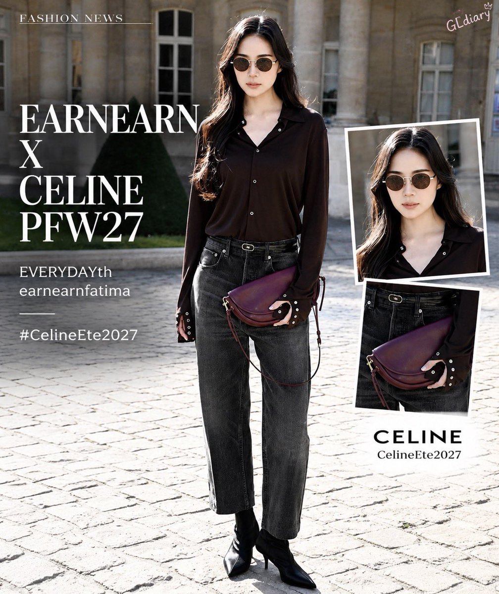 GLdiaryy's tweet photo. เอินเอิน-ฟาติมา ปรากฏตัวในลุคสุดโดดเด่น ขณะร่วมชมแฟชั่นโชว์ Celine Spring/Summer 2027 ณ กรุงปารีส ในช่วง Paris Fashion Week 2027 สะท้อนเสน่ห์และความโดดเด่นบนเวทีแฟชั่นระดับโลก

EARNEARN X CELINE PFW27
#EVERYDAYth #earnearnfatima #Celine #CelineEte2027 https://t.co/AkjQtKOKyt