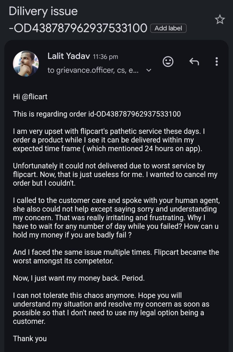 lalitlma99's tweet photo. To @Flipkart @flipkartsupport
#Flipcart #FraudFlipcart #WorstFlipcart https://t.co/POU5tHd2zm