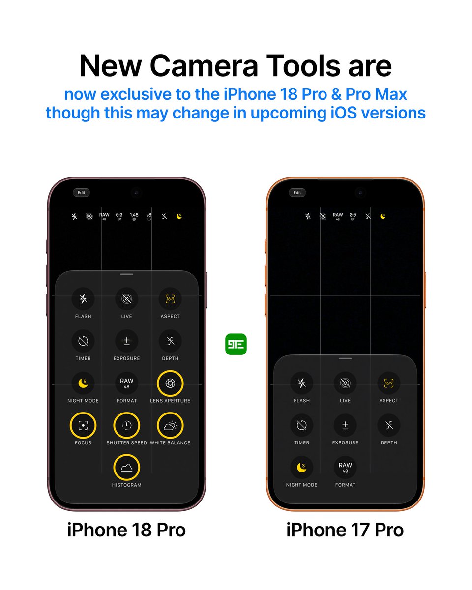 9techeleven's tweet photo. These new Camera Tools are now exclusive to the iPhone 18 Pro & Pro Max though this may change in upcoming iOS versions.

Apple’s ‘Final Cut Camera’ Video App was updated to support the new hardware capabilities of the iPhone 18 Pro such as variable aperture with even greater flexibility.

Do you find these additions useful?