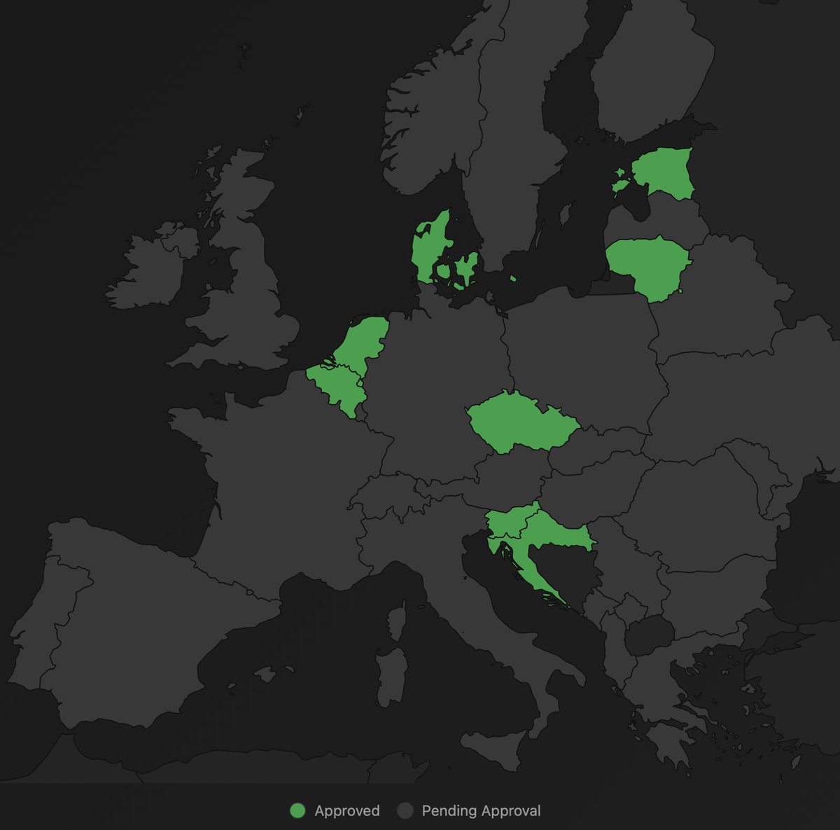 chdirac's tweet photo. Why the hell are European countries and regulators such incredibly poor cognitive low-performers (excluding the countries marked in green on the map — you guys are so awesome)? It should be an absolute no-brainer to allow FSD Supervised on public roads when you look at the statistics! It’s so much safer than human drivers and never gets distracted.

To me, this means one thing: The non-green countries don’t give a damn about the safety of their citizens and are pursuing other interests — for which they should all be fired immediately.

But in the specific case of Switzerland🇨🇭 — and here I’m addressing you, @Tesla , @teslaeurope and @elonmusk  — the Swiss agency ASTRA has publicly stated that they’d be ready and happy to review an application for FSD Supervised. But YOU haven’t submitted an application yet; they’re waiting for YOU. What on earth are you waiting for? To me, this sounds like preaching water and selling wine.

*rant end* (still love you guys — Tesla, not regulators)