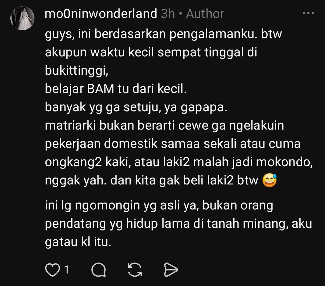 diiazepunk's tweet photo. Tetot. Minang itu matrilineal, bukan matriarki.
Minang justru sangat patriarki. https://t.co/JJ1Fr5N74l