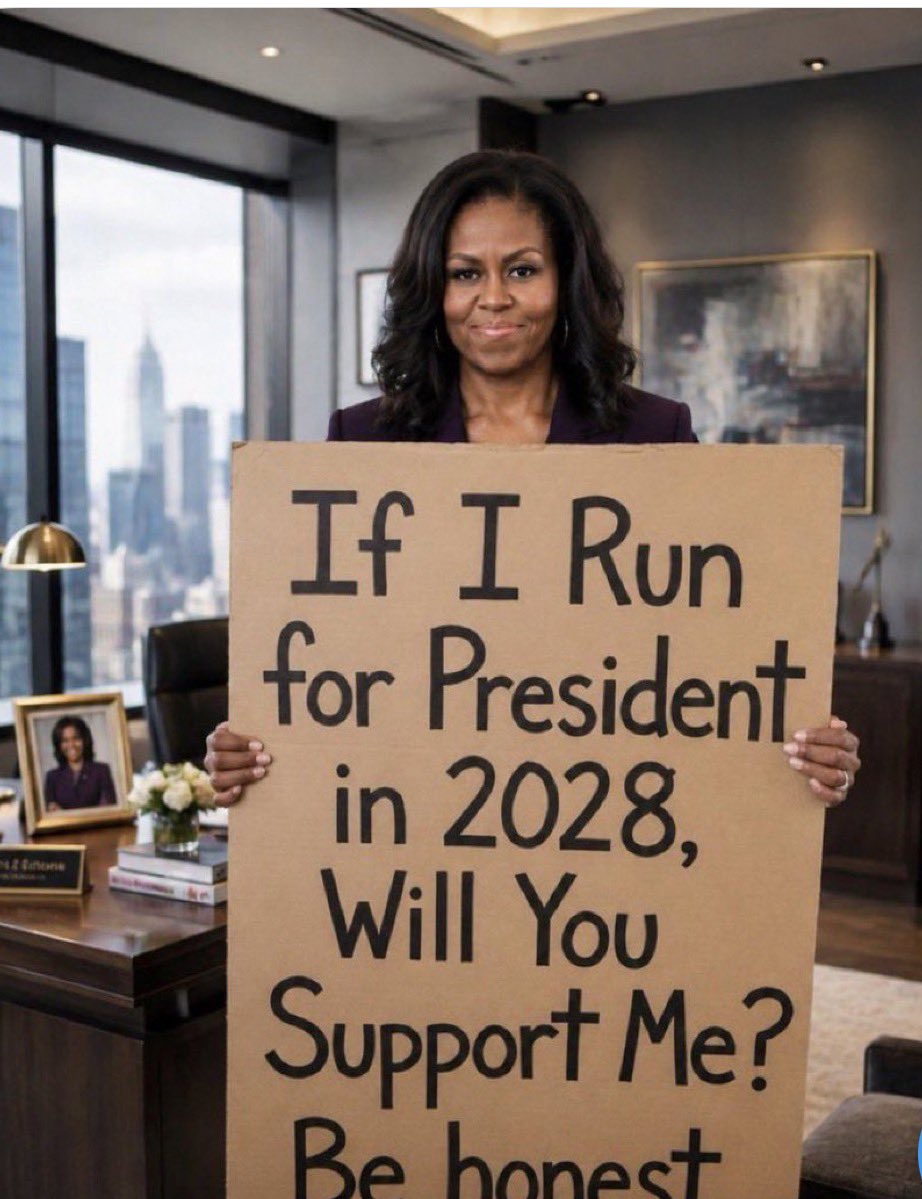 MuskBrief2's tweet photo. What if America's first female president was also a former First Lady?
X
Would you support Michelle Obama for President in 2028?
YES
NO https://t.co/GYrV7dXKMq