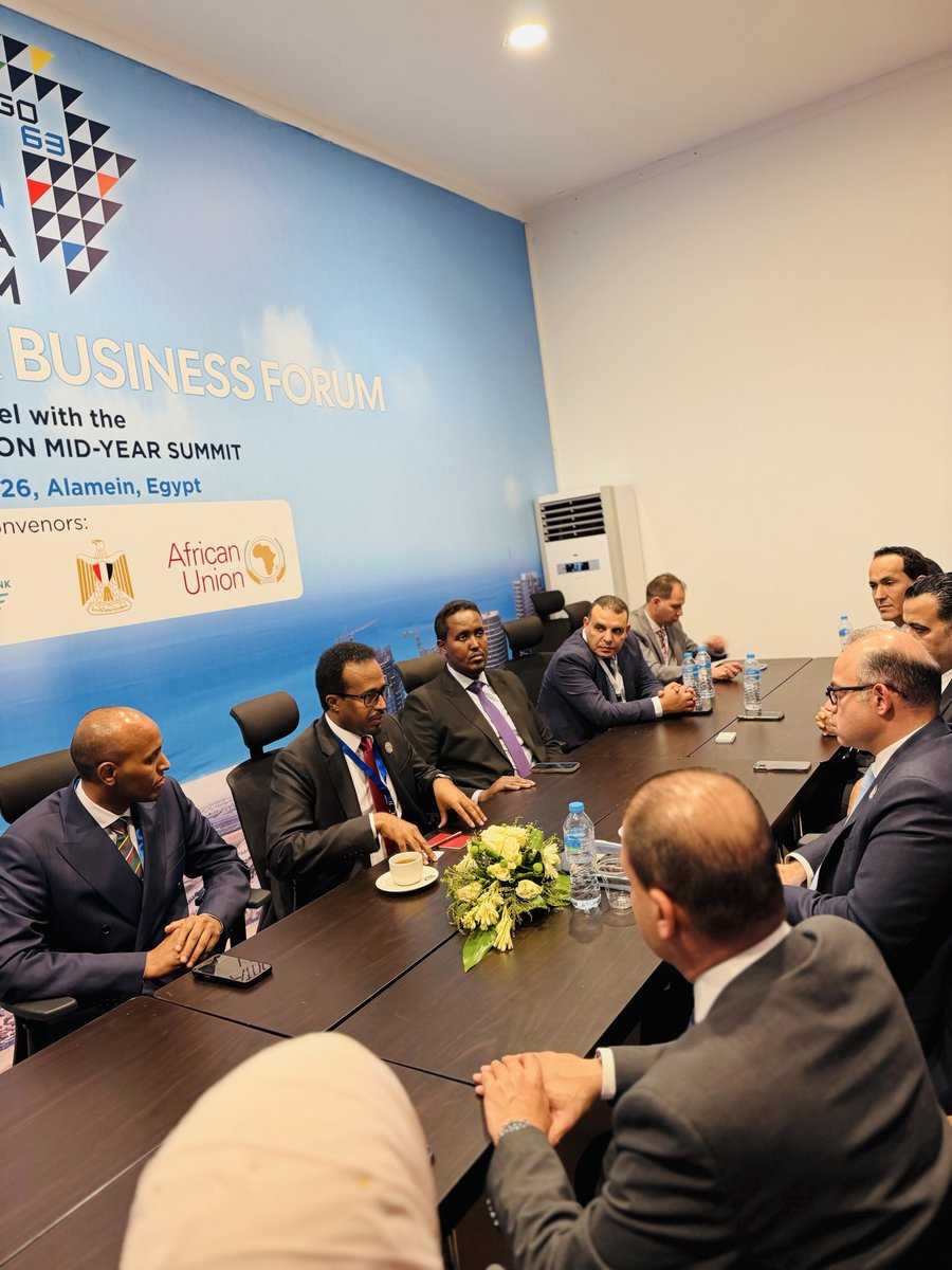 AmbGamal's tweet photo. Great meeting with H.E. Dr. Mohamed Farid Saleh, Egypt's Minister of Investment and Foreign Trade, on the sidelines of the Alamein Africa Forum. We discussed practical ways to expand trade and investment between Somalia and Egypt and strengthen ties between our private sectors. https://t.co/q886OXjyf7