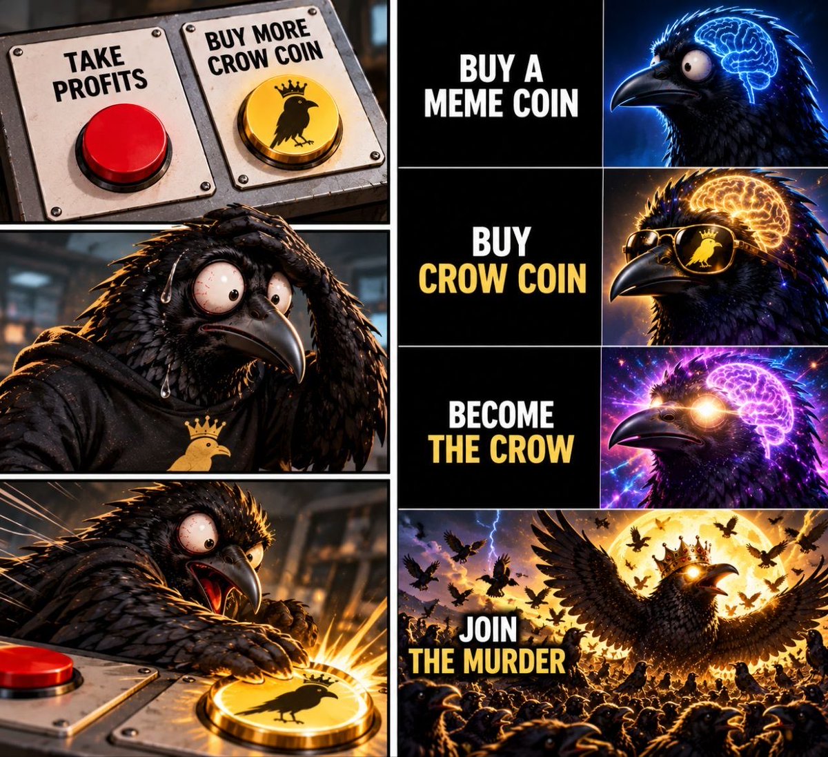 GambleKing0's tweet photo. You can keep watching from the sidelines. 👀

Or you can BECOME THE CROW. 🐦‍⬛

The meme is only the beginning.
The Murder is where the real story starts.

So…
Are you in, or are you watching? 👇

solana:GtV6g1ey2NERrcbvL5bdzrxRJQDfxpMaLU9oLtRipump 
@LegendOfCrows 
@jakegetrich https://t.co/CGDi1HU1mo