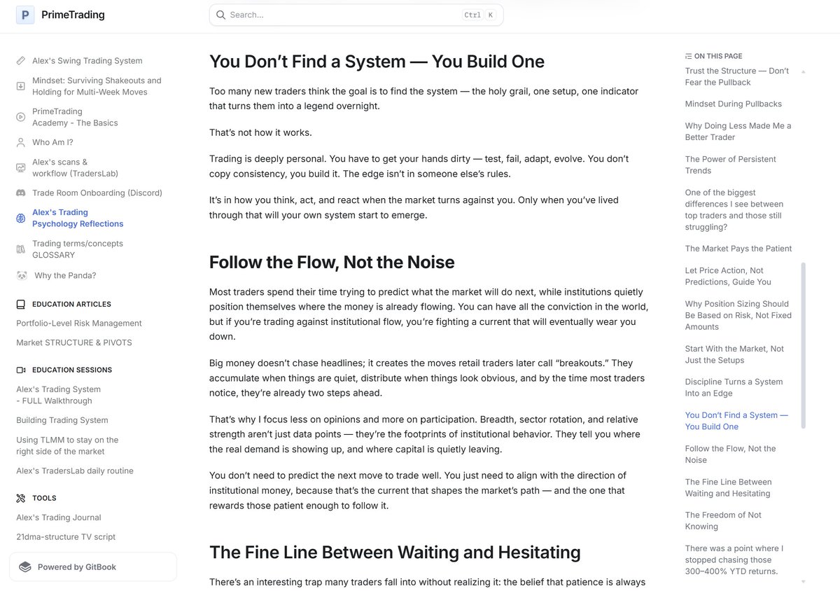 PrimeTrading_'s tweet photo. You Don’t Find a System — You Build One
Too many new traders think the goal is to find the system — the holy grail, one setup, one indicator that turns them into a legend overnight.

That’s not how it works.

Trading is deeply personal. You have to get your hands dirty — test, fail, adapt, evolve. You don’t copy consistency; you build it. The edge isn’t in someone else’s rules.

It’s in how you think, act, and react when the market turns against you. Only when you’ve lived through that will your own system start to emerge.

https://t.co/igSDfDkNcn