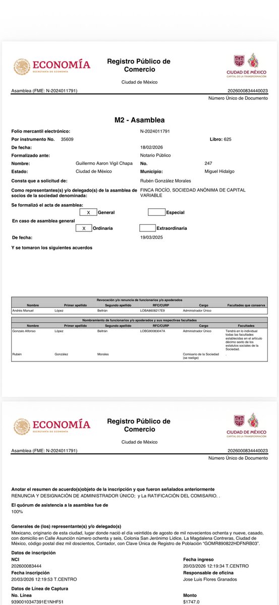 jorgegogdl's tweet photo. Andy López Beltrán renuncia a ser administrador único de “Chocolates Rocío”, y deja como administrador único a su hermano Gonzalo López Beltrán “Bobby”, esto ocurrió en Marzo de 2026 justo cuando la FGR comenzó a vigilar a Amilcar Olán.

Coincidencia 😏🤨 https://t.co/OfPl27lXCW